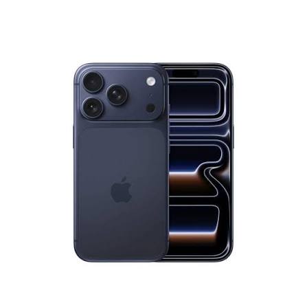 iPhone 18 Pro em Azul da Meia-Noite, frente e verso.